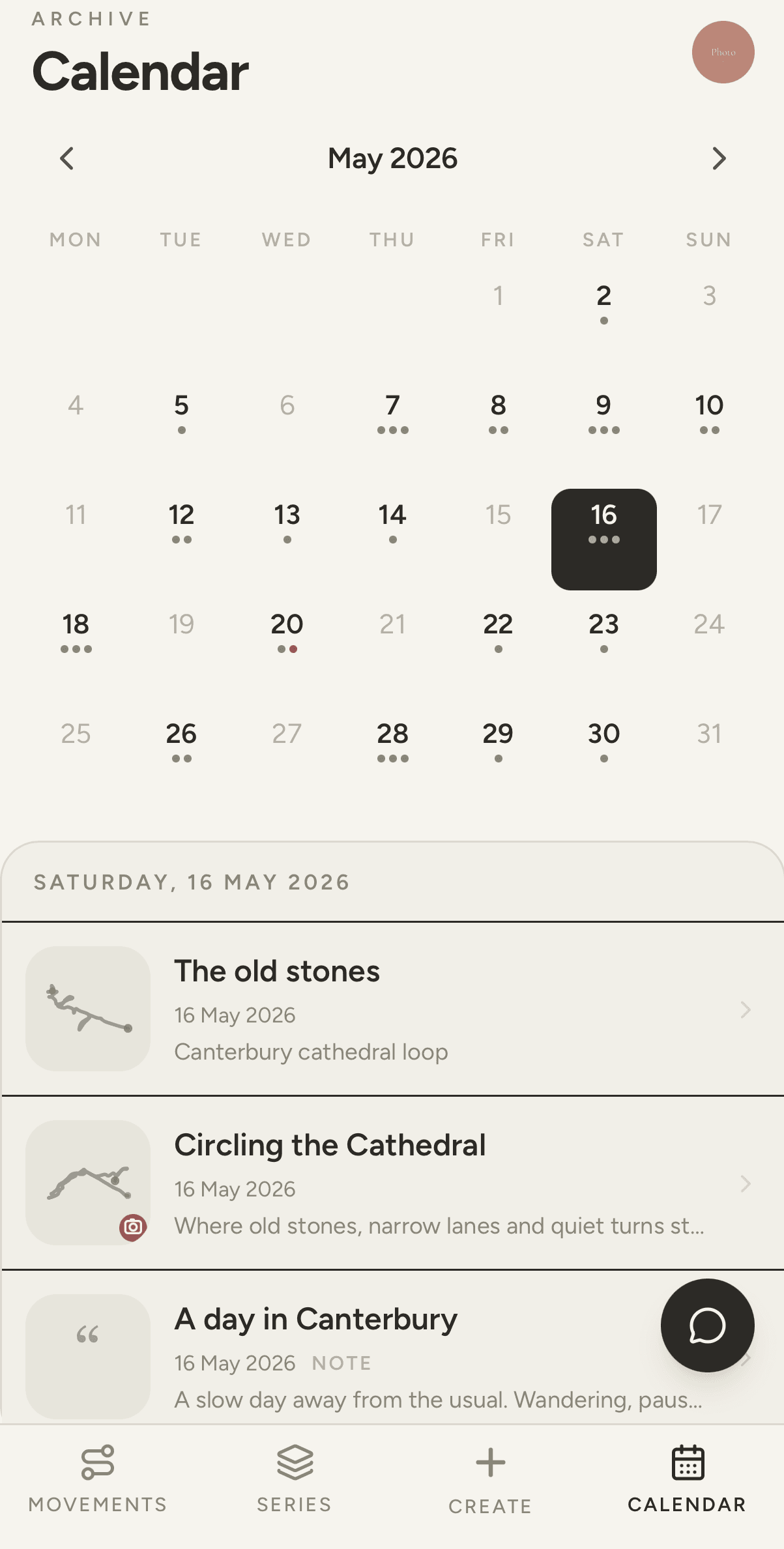 The Paths calendar, a month of movement